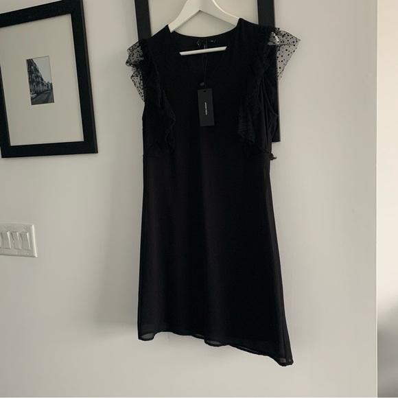 NWT VERO MODA Black Cap-Sleeve V-Neck Dress Size M - Picture 10 of 10